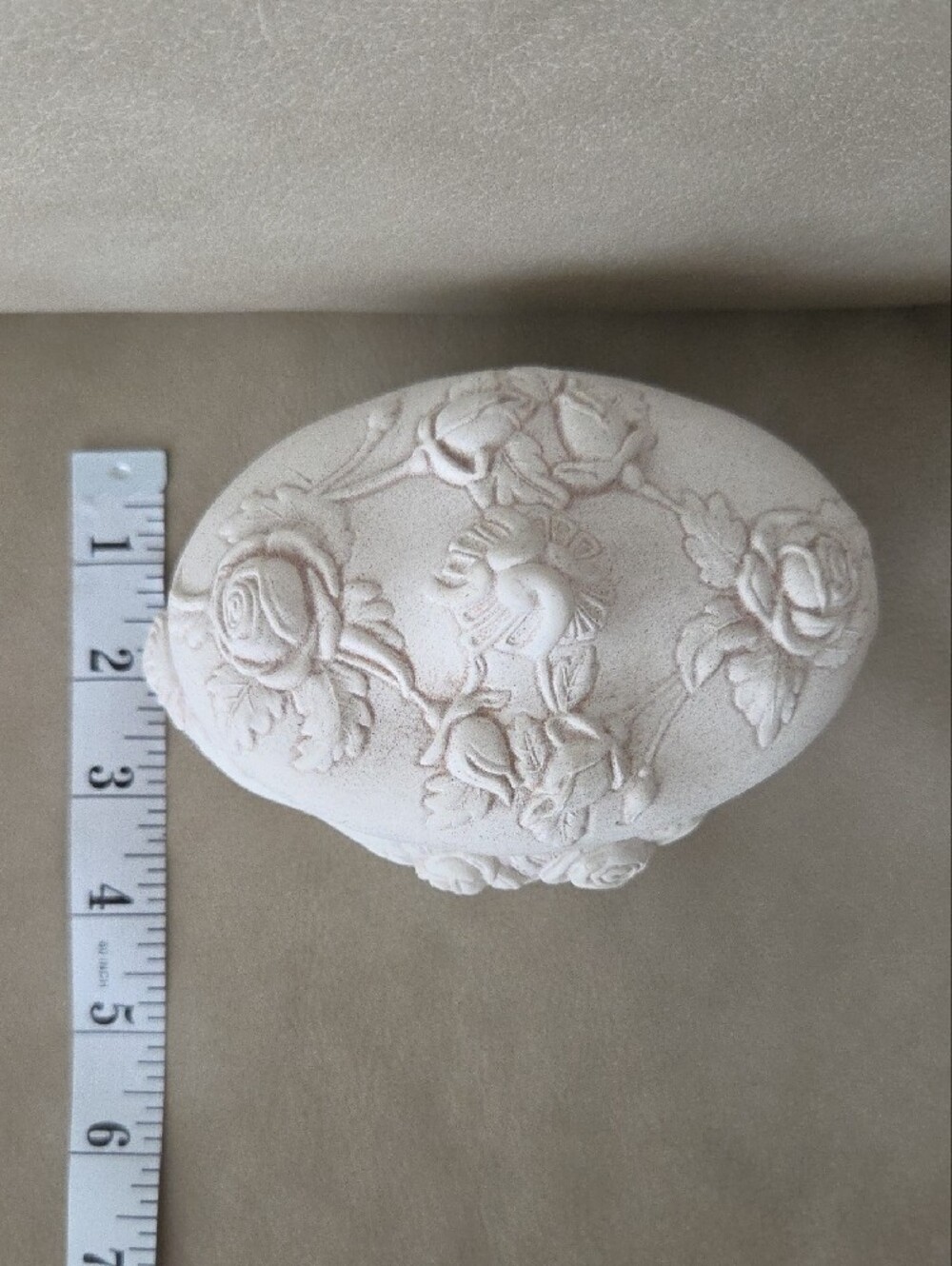 Ornate Floral Decorative Trinket Box in Off White Handcrafted In Canada - Picture 13 of 13